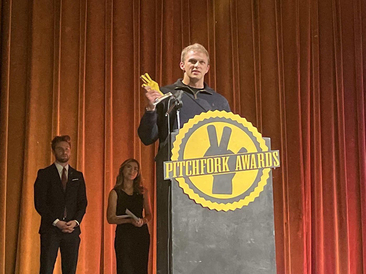 Joe Pitts accepting a Pitchfork Award